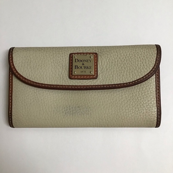 Dooney & Bourke Handbags - Dooney & Bourke Pebble Grain Leather Continental Clutch Wallet Oyster Color